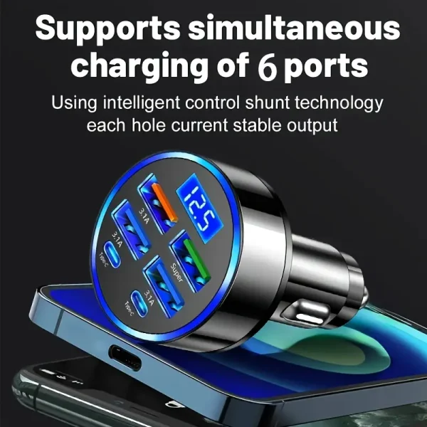 4 USB Port Çıkışlı Araç Şarj Soketi - Görsel 3